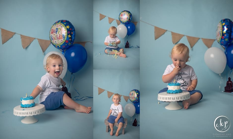 family and smashcake photography session for first birthday