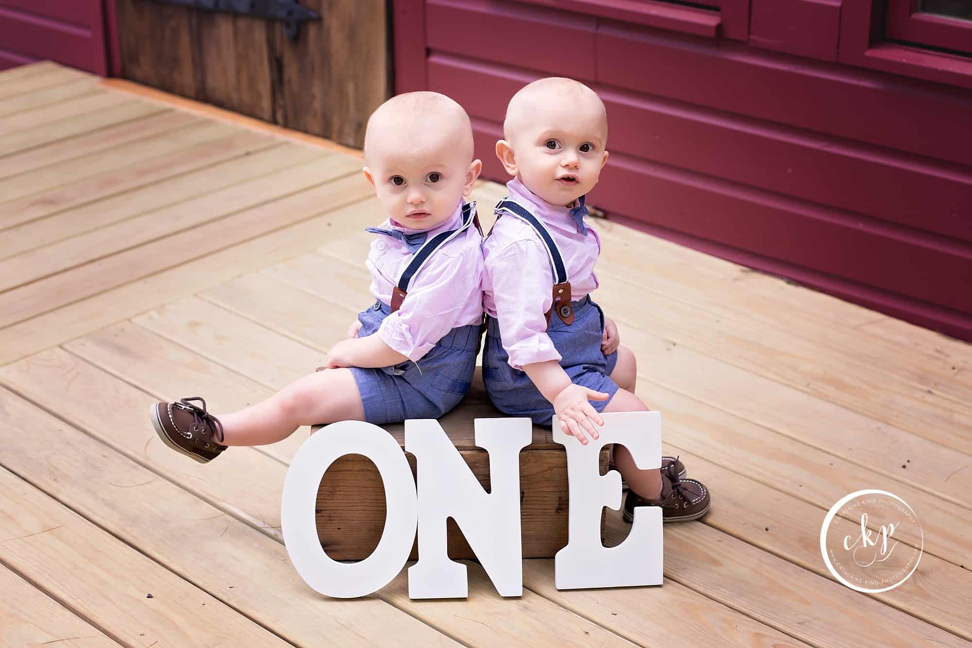 twin boys first birthday photography session at Chatfield Hollow in Killingworth CT