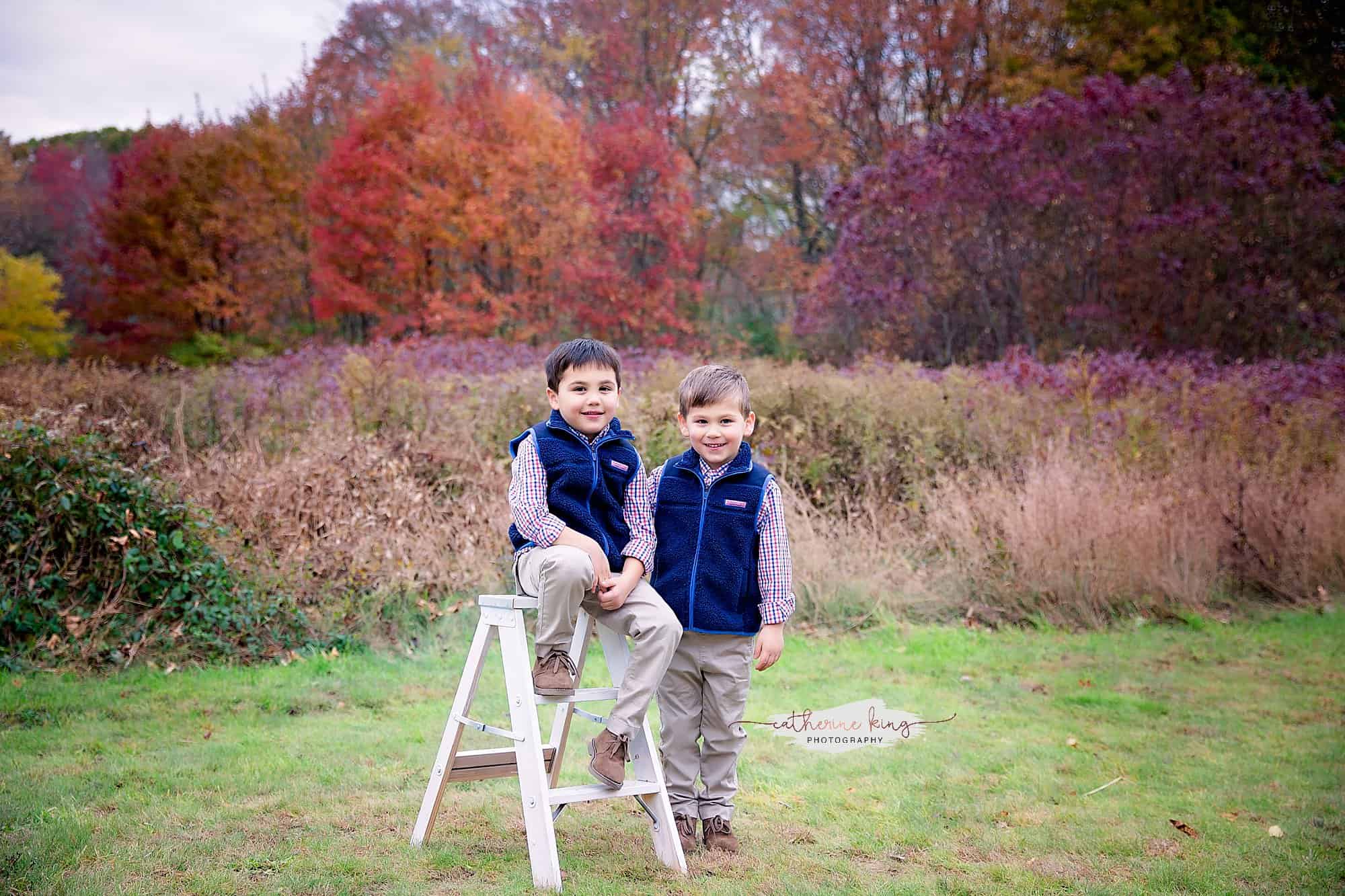 family photography session with fall foliage in madison ct