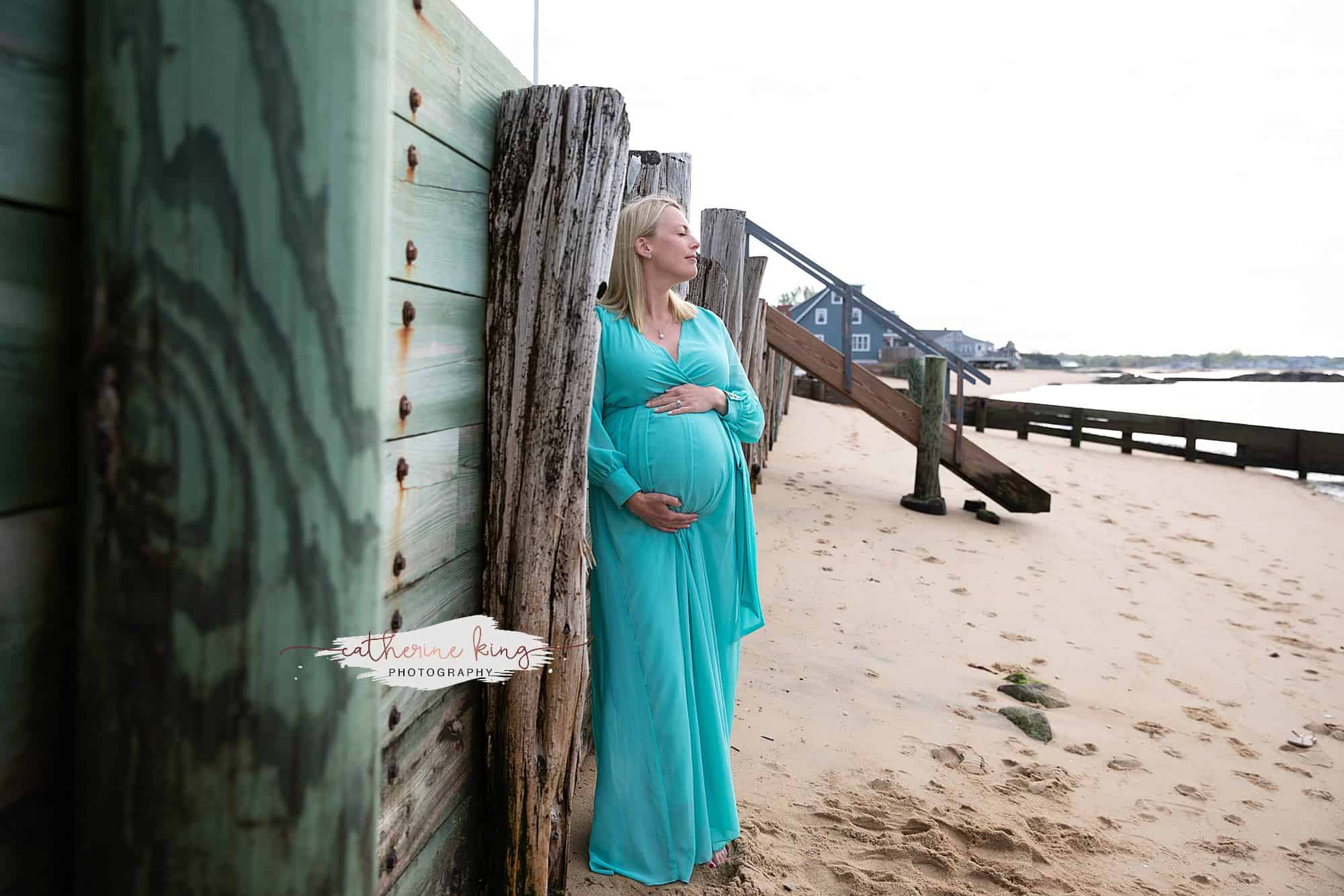 sunrise maternity beach photography session in Madison CT