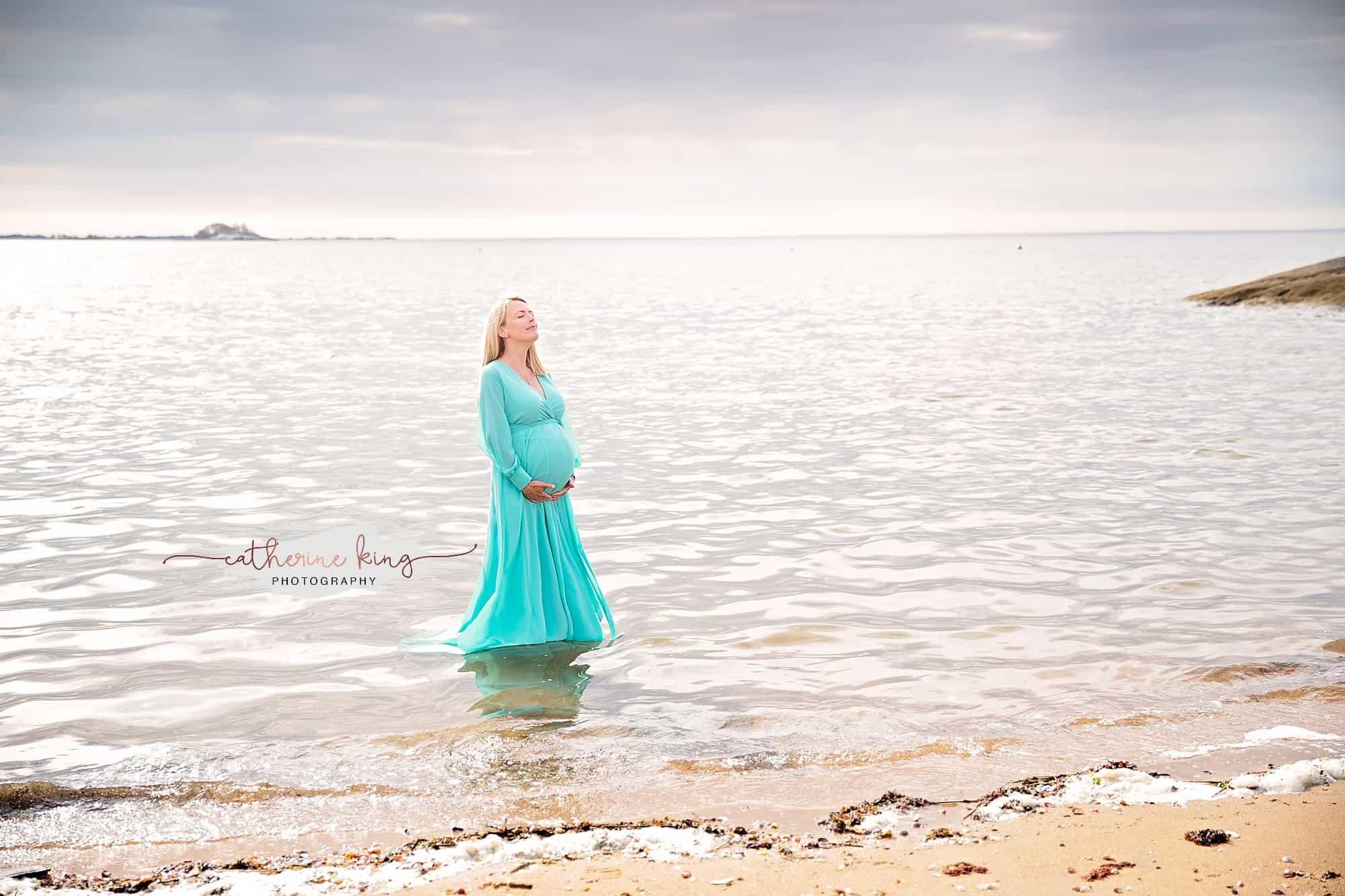 sunrise maternity beach photography session in Madison CT