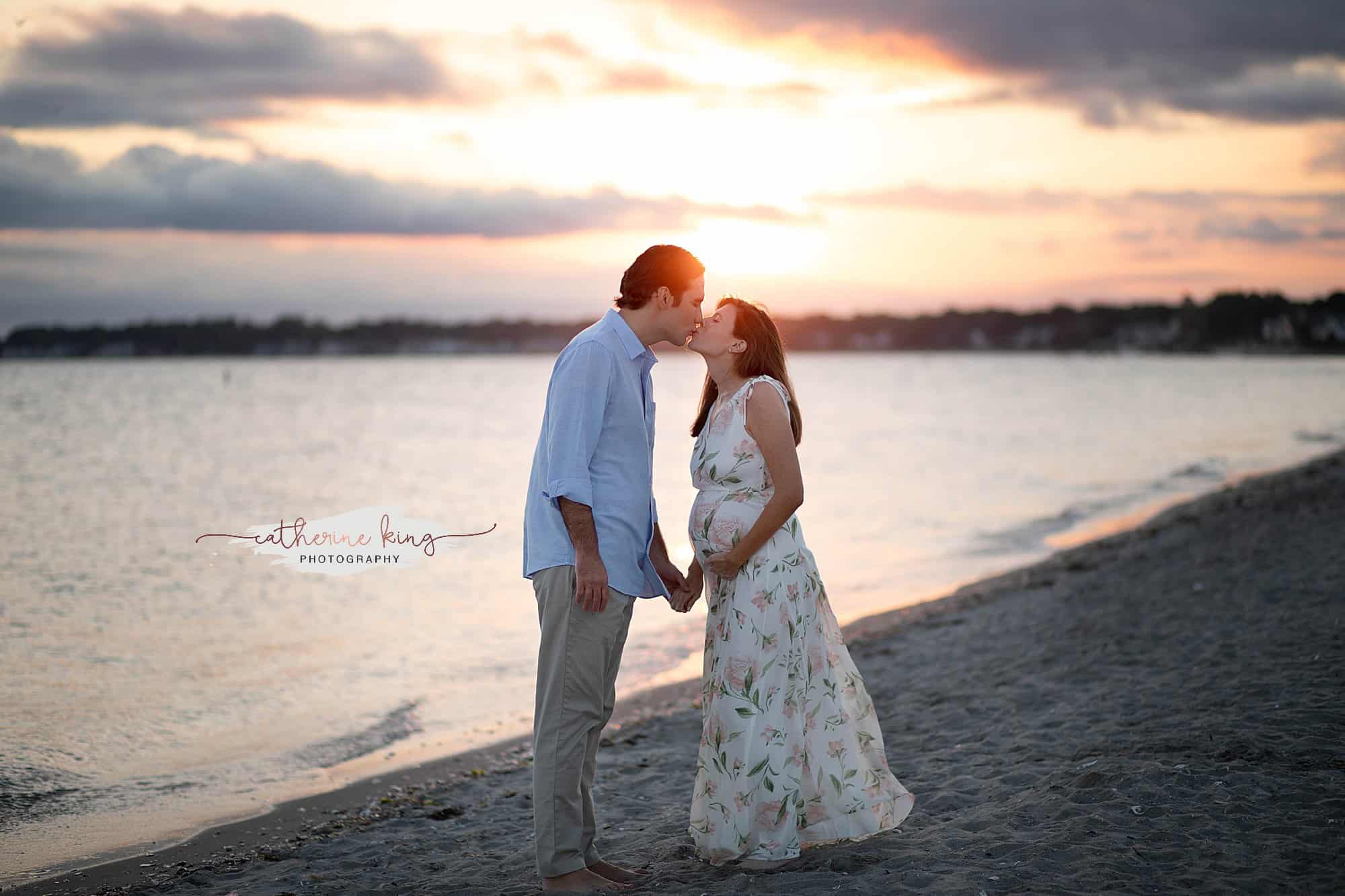 summer beach sunset maternity photography in madison ct