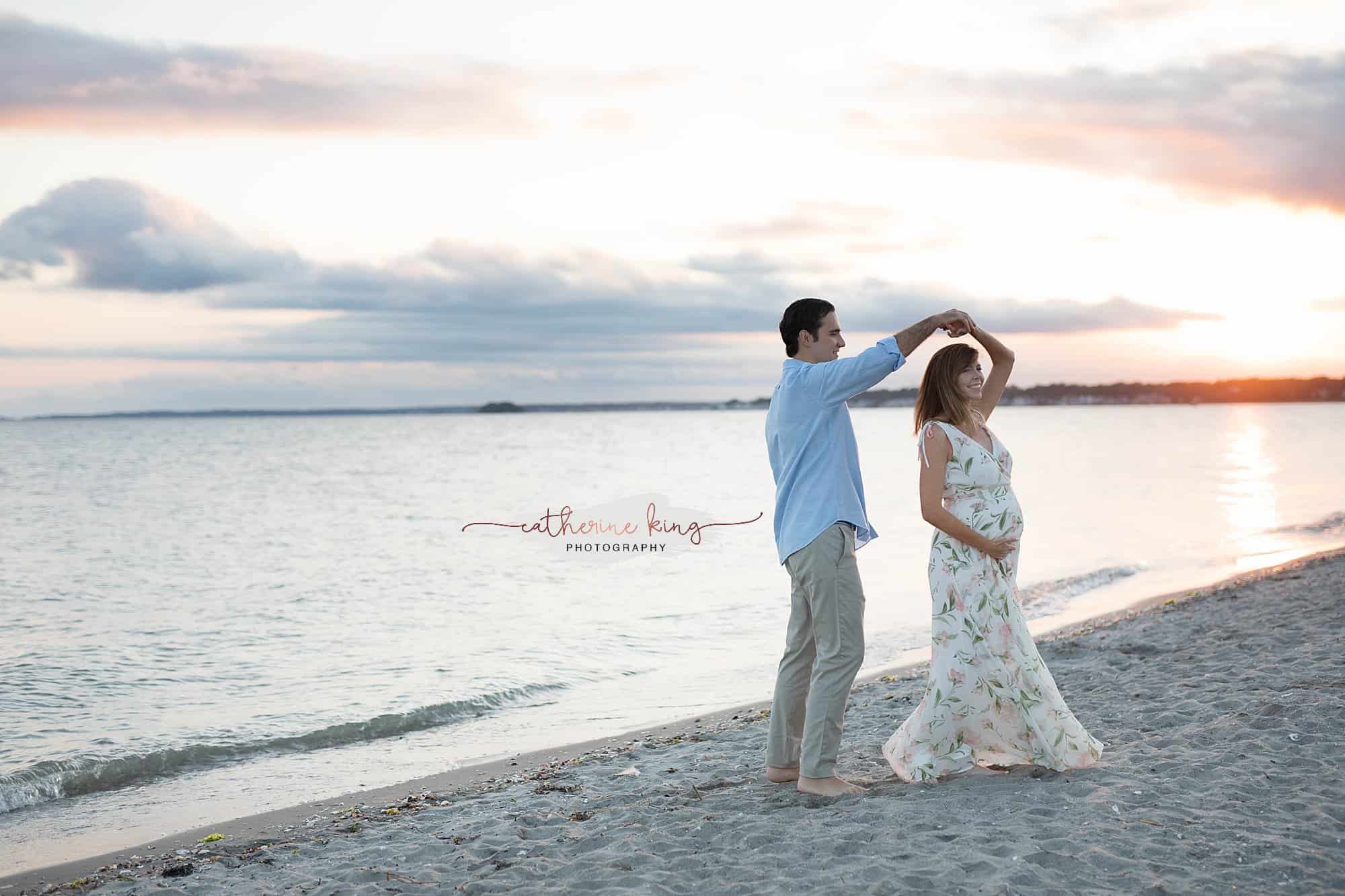 Beach Sunset Maternity Photography session in Madison CT