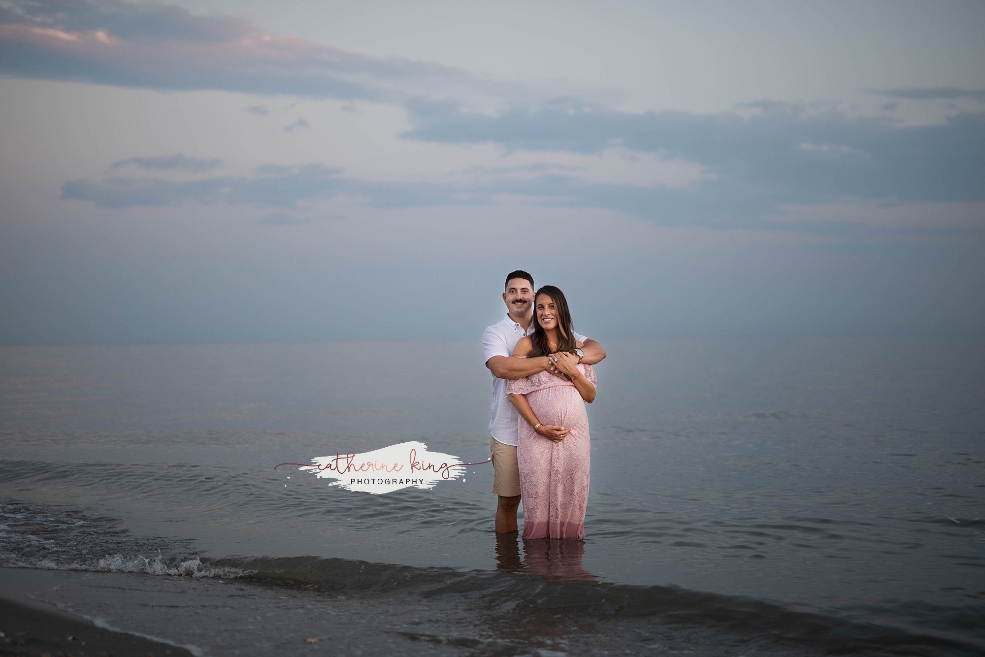 Sunset maternity session on the beach in Madison, CT