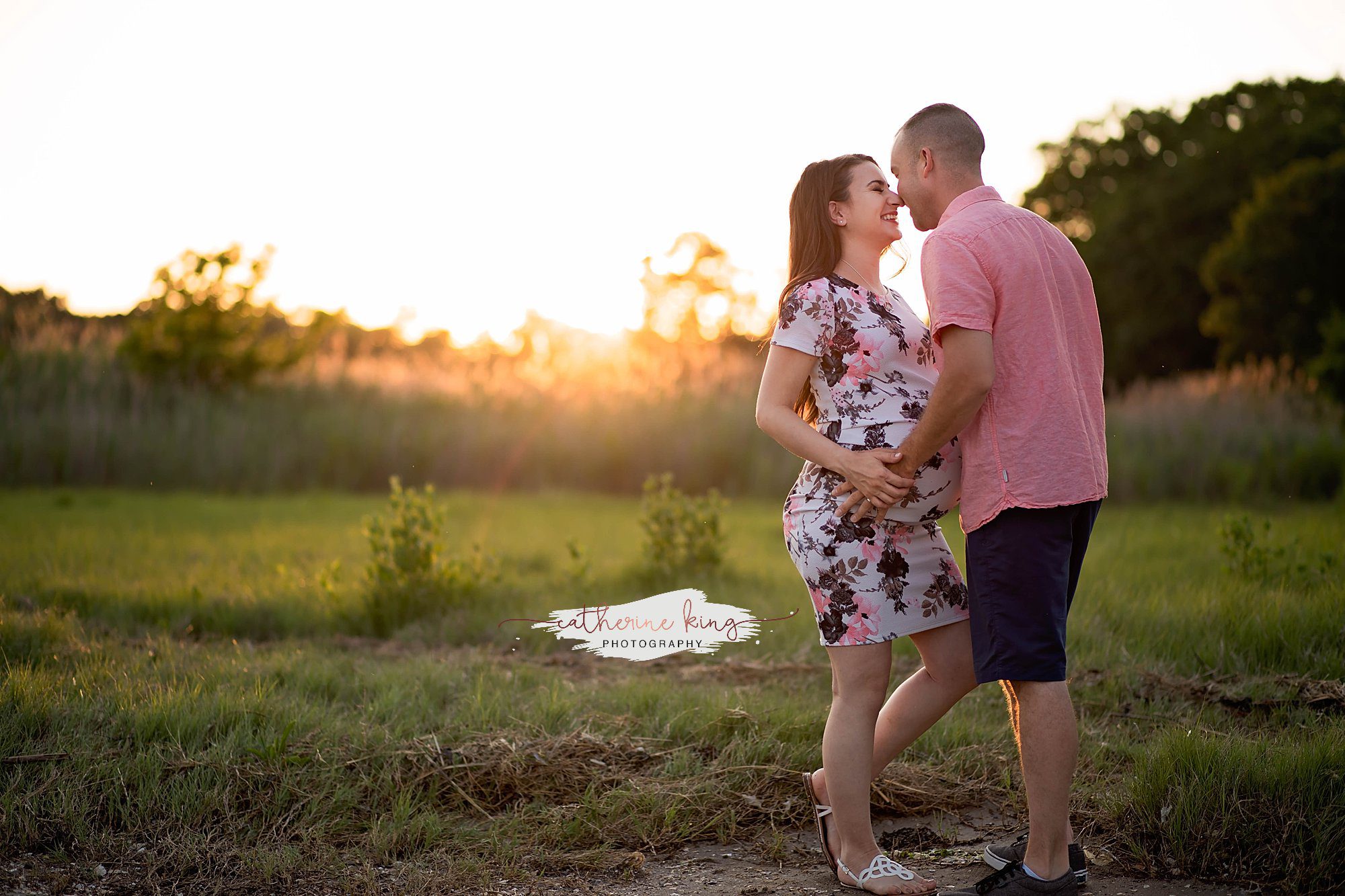 Gorgeous sunset maternity photography session at Chaffinch Island in Guilford, CT