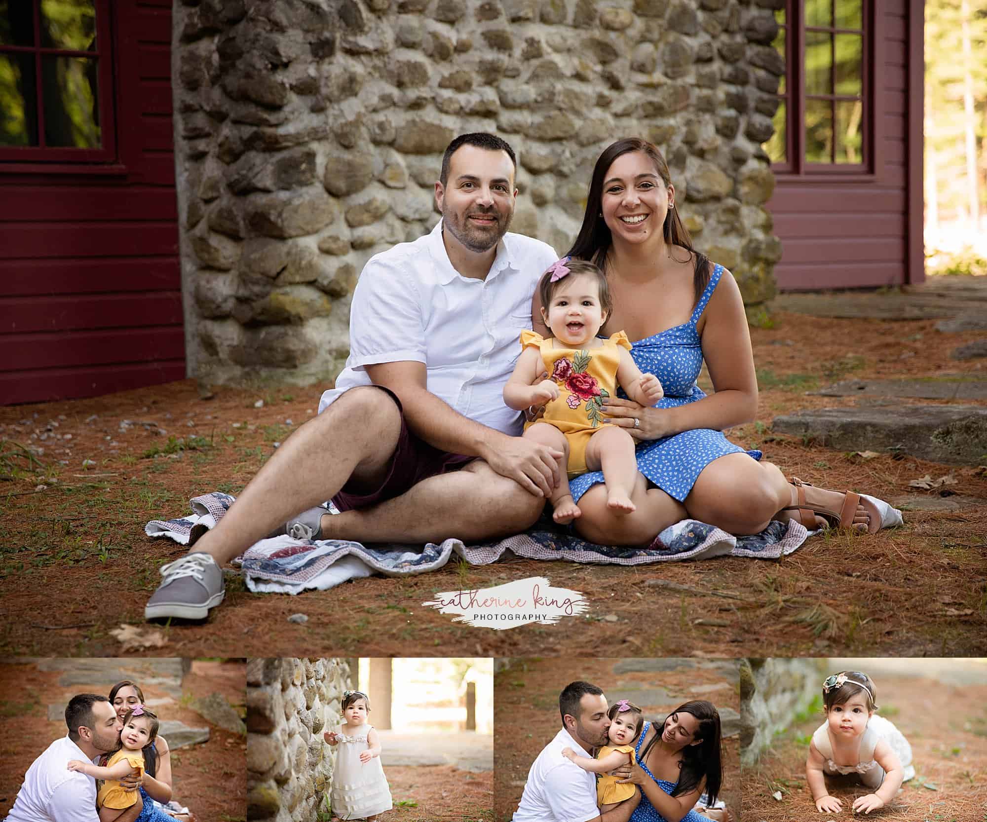 Celebrating 1st birthday with family photography and a cake smash
