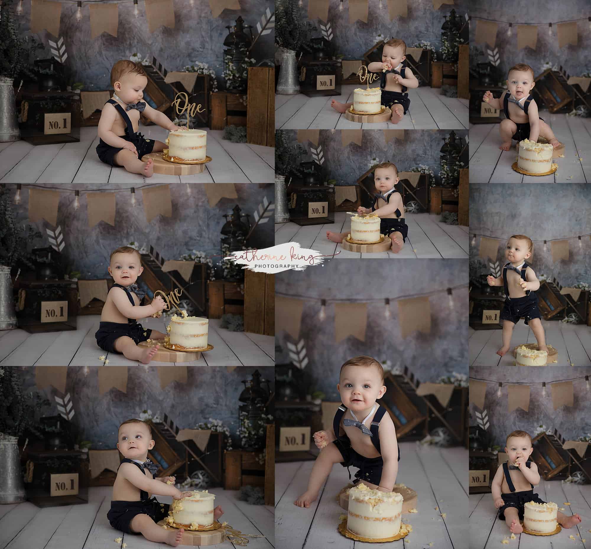 Connor's first birthdya celebration with cakesmash and family photos in Madison CT