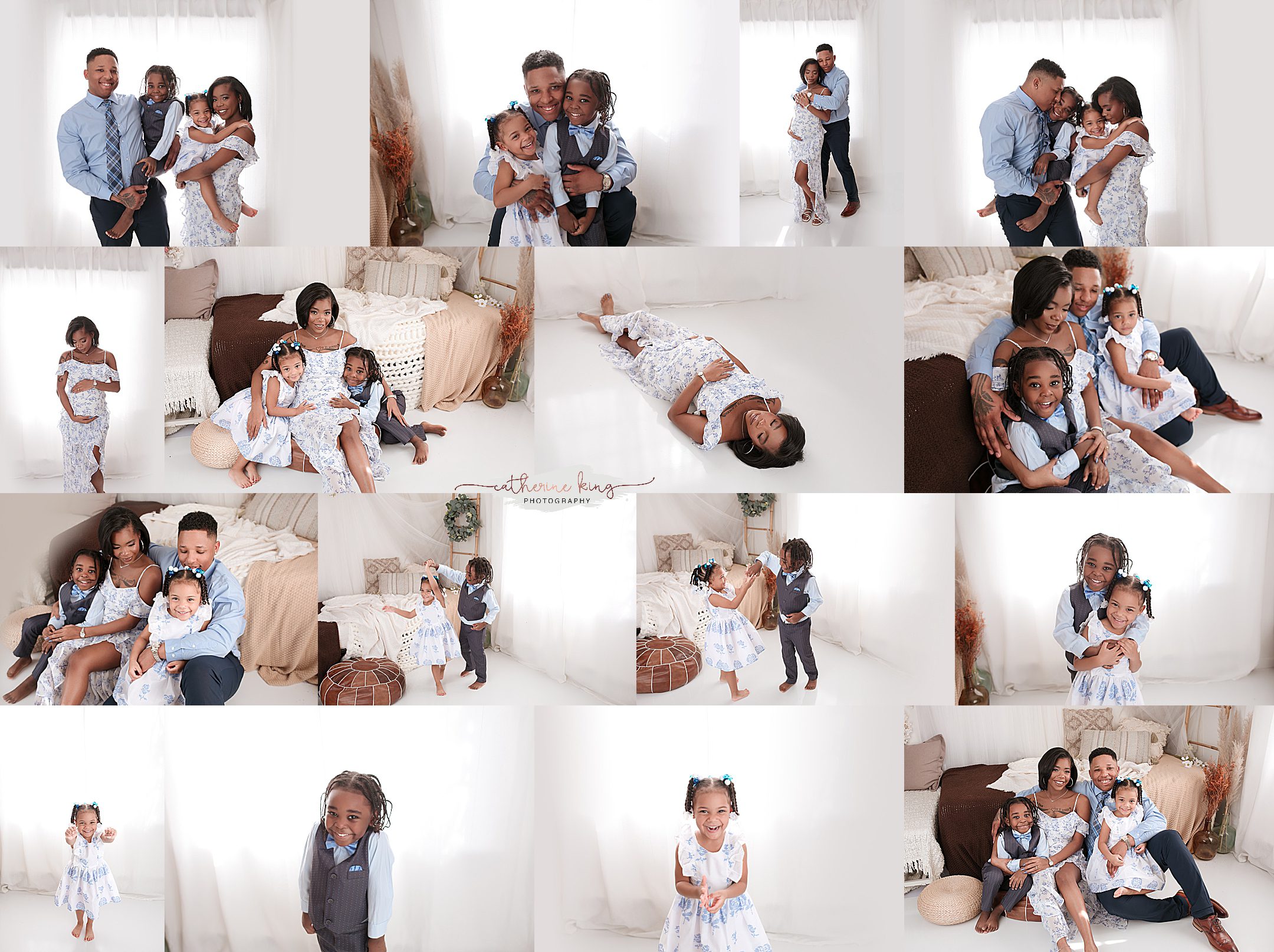 studio maternity photography with siblings