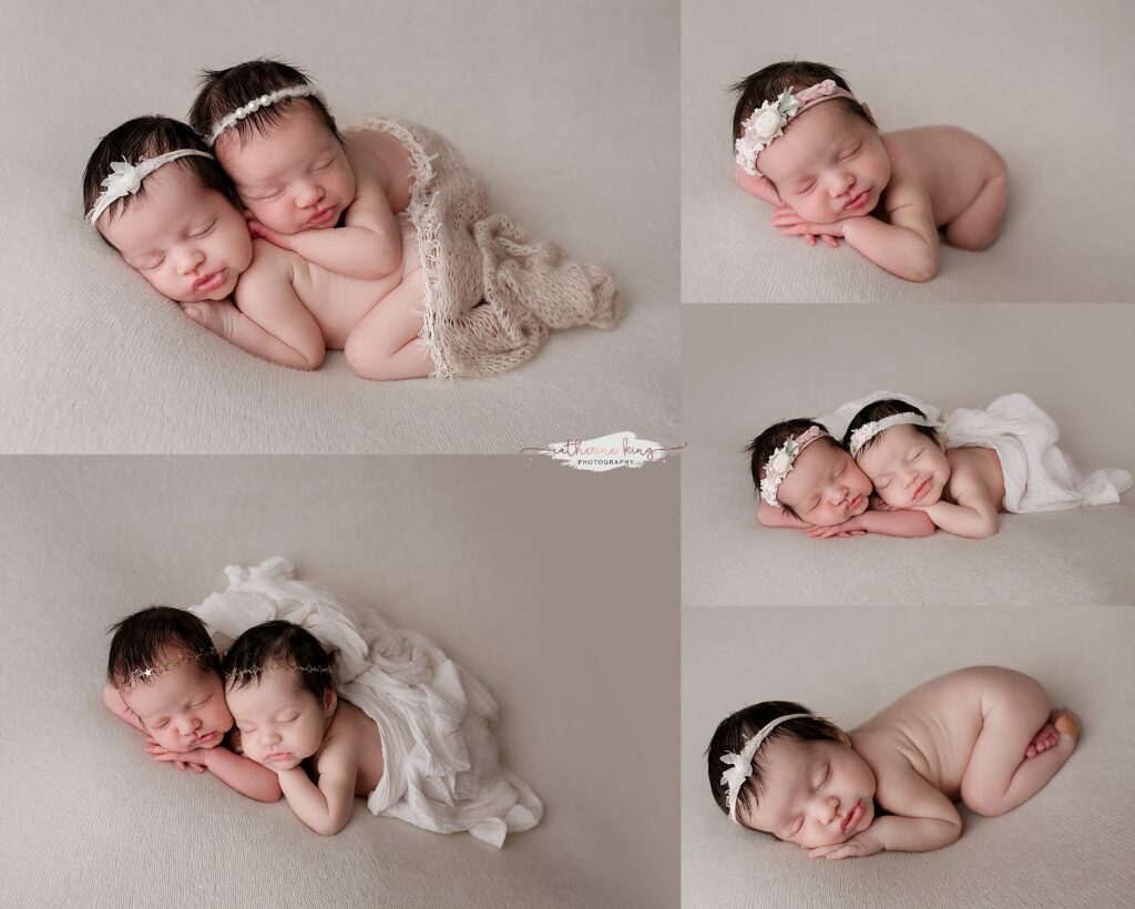 Connecticut twin newborn photographer — safely posed twin portraits captured in our cozy Madison studio.
